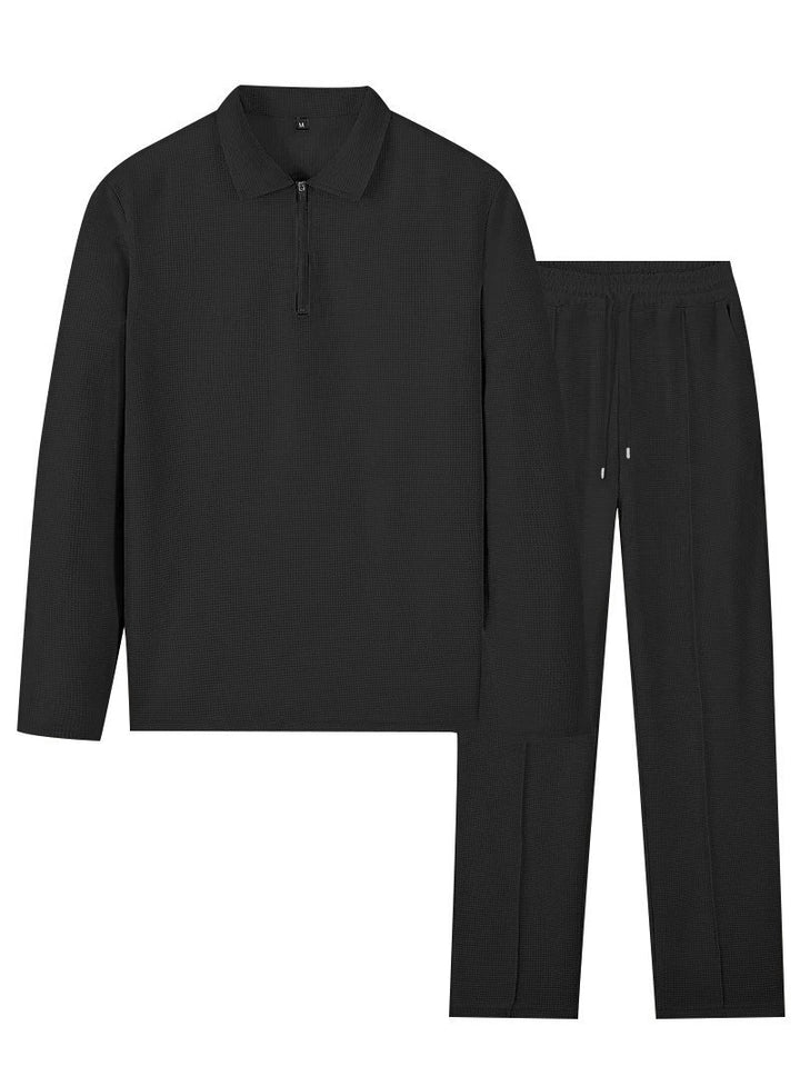 Herren Sportliches Relaxed-Fit Freizeitset mit Stehkragen Drune