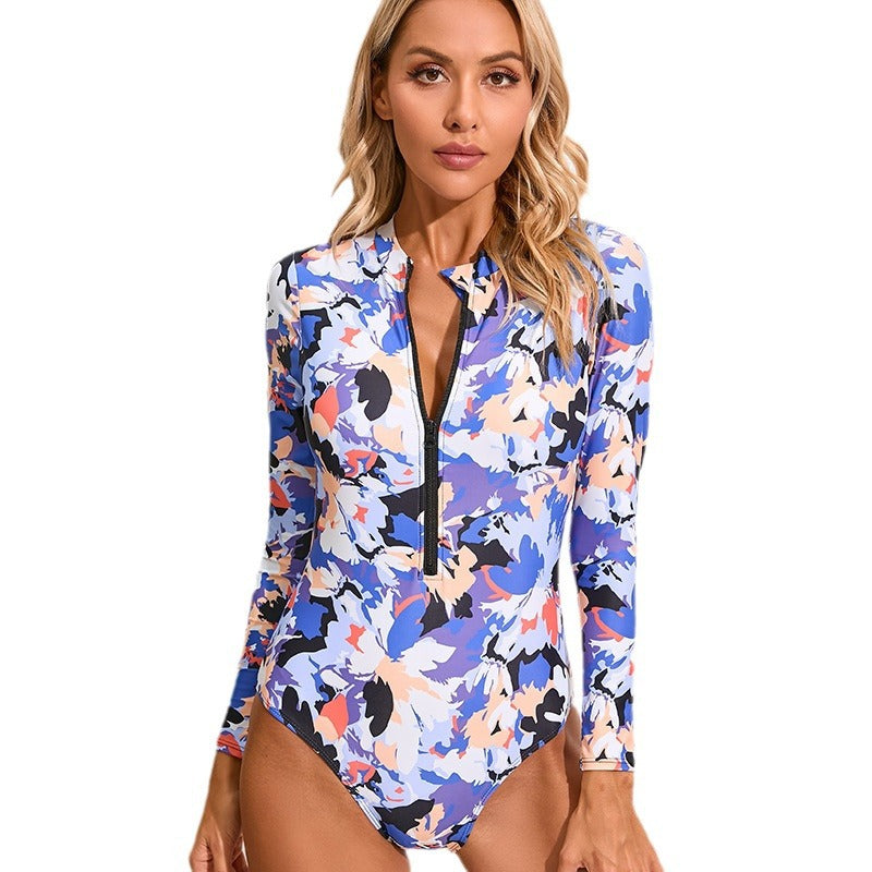 Damen Langarm Surfanzug mit modernem floralem Design Drune