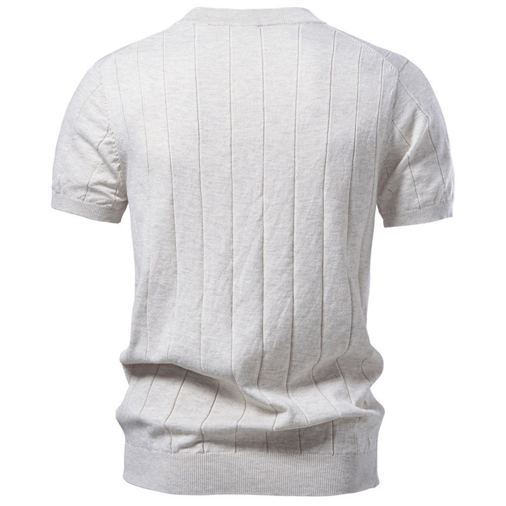 Herren nan leichter Kurzarm-Strickpullover mit feiner Rippenstruktur und Rundhalsausschnitt Drune