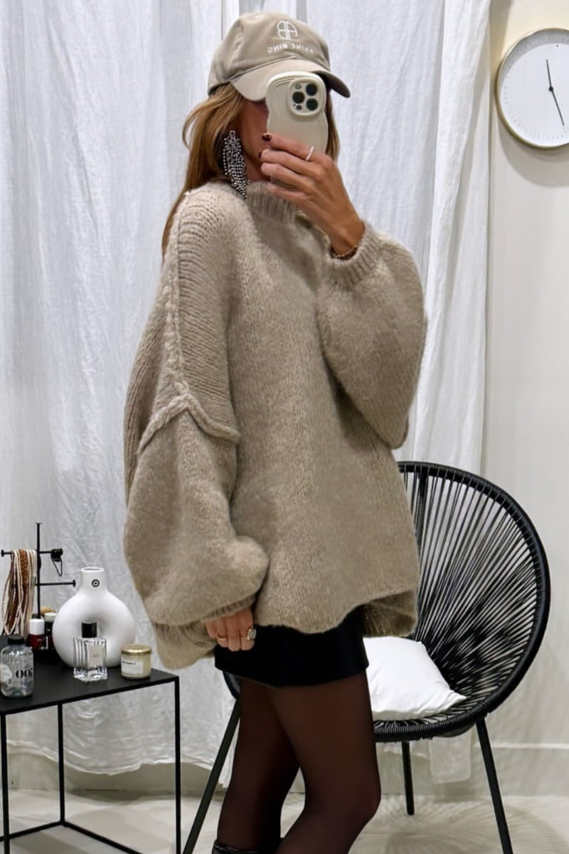 Damen Oversized Strickpullover mit weichem Material und modischen Ärmeln Drune