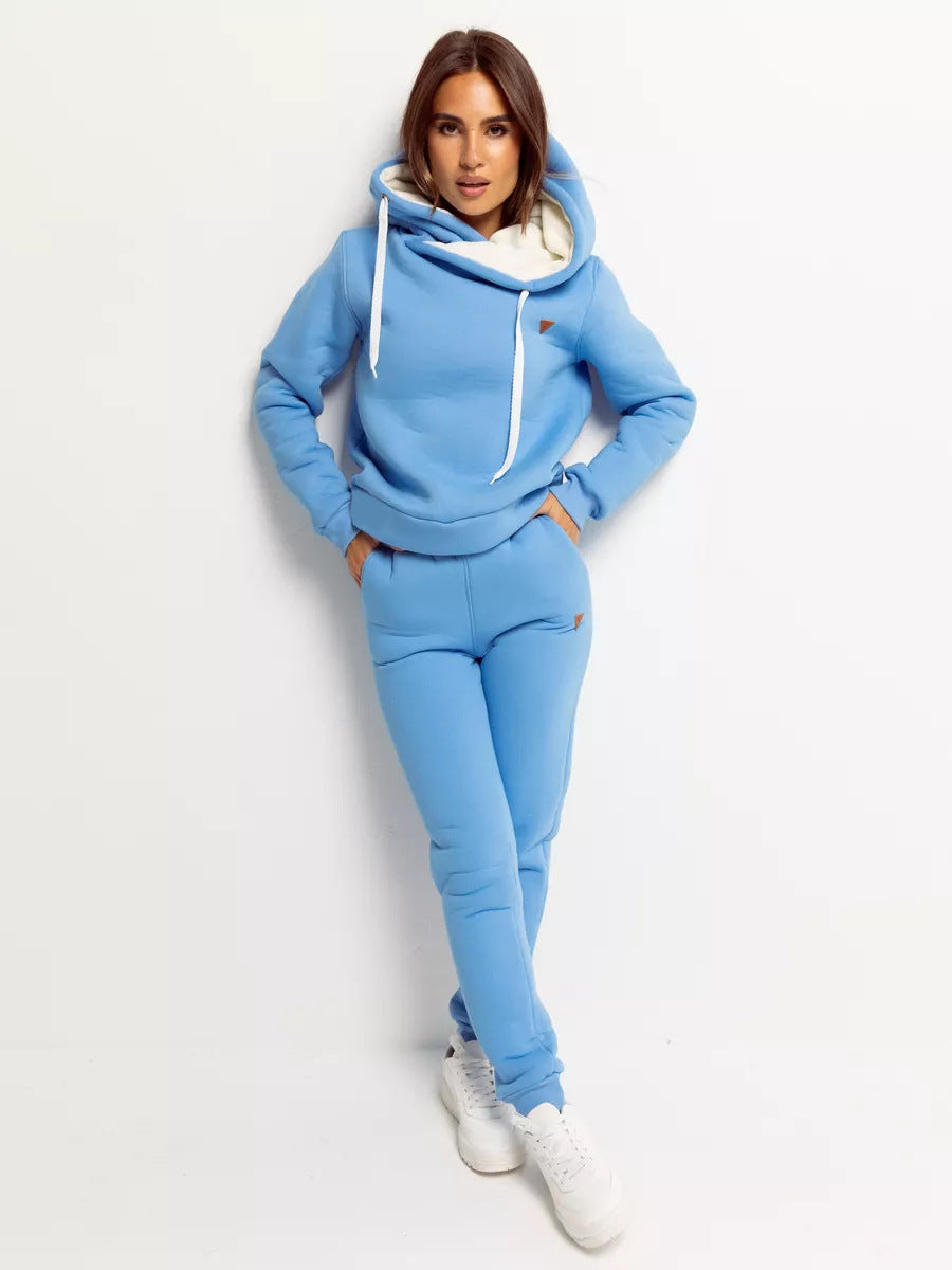 Damen Sportliches Hoodie-Set mit hohem Kragen Drune