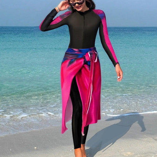 Damen funktionaler Sport-Badeanzug mit Wickelrock Drune