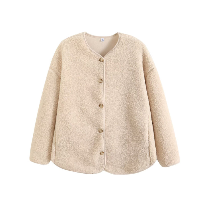 Damen weiche und gemütliche Kuscheljacke mit Knopfleiste Drune