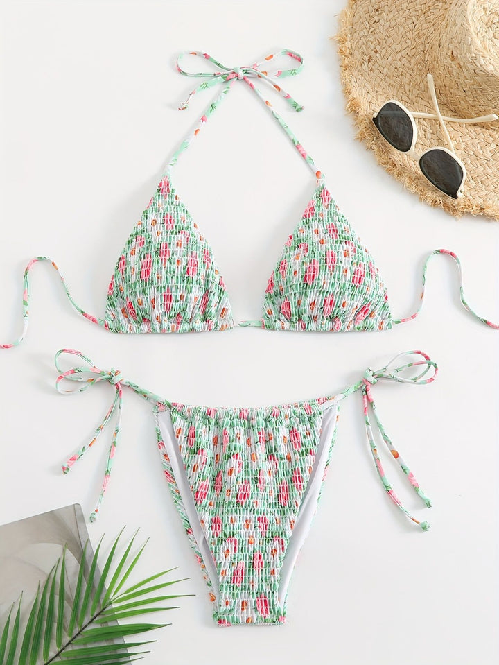 Damen Triangel-Bikini-Set mit floralem Design Drune