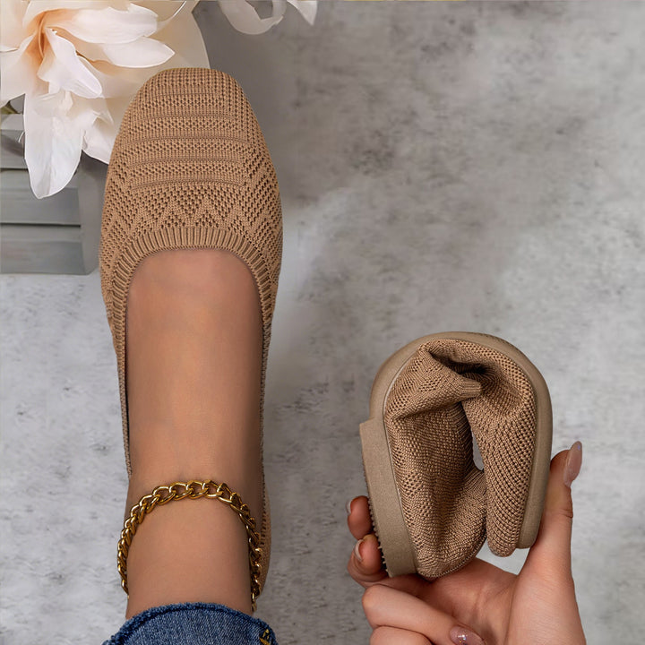 Damen Bequeme Ballerinas aus elastischem Strickmaterial mit flexibler Sohle Drune