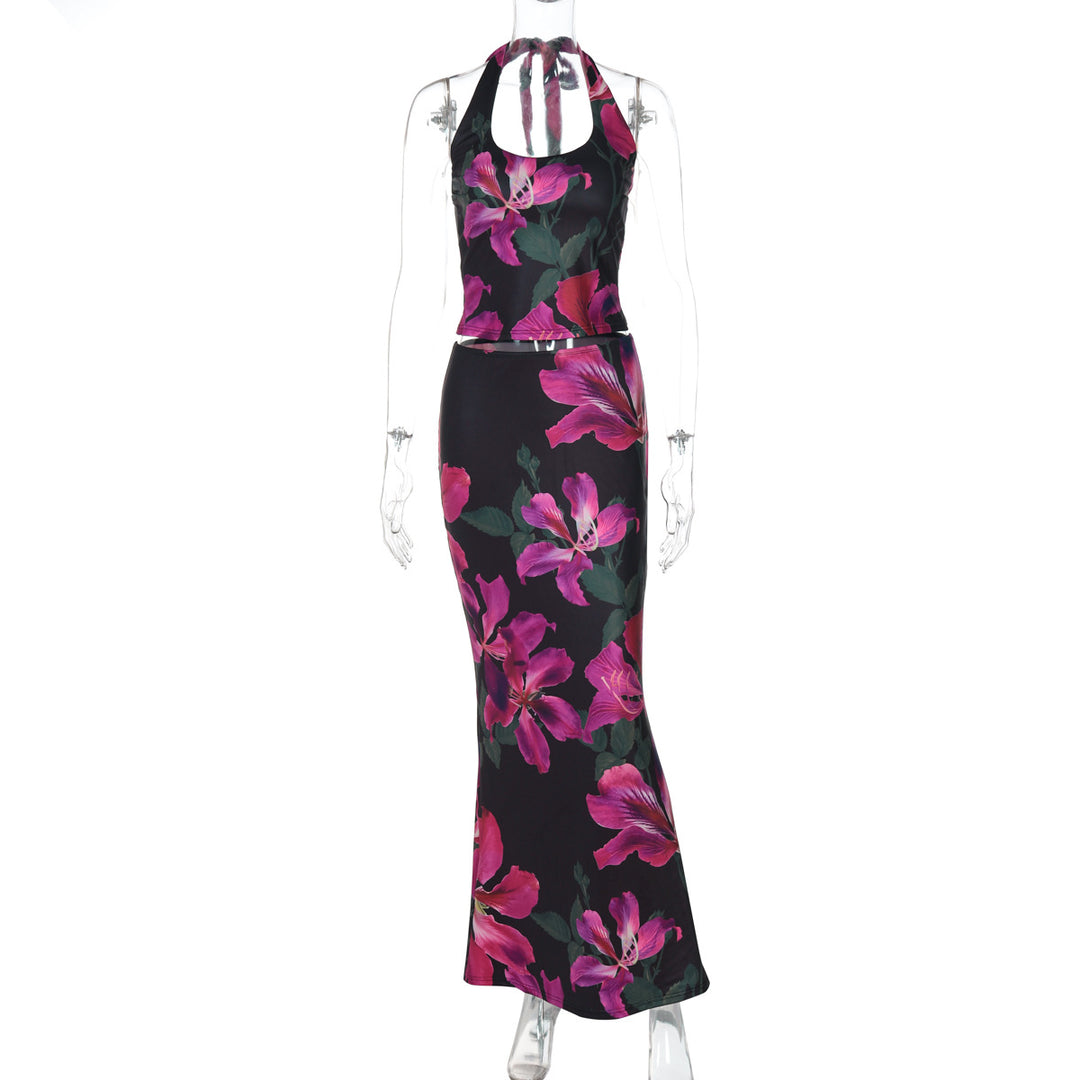 Damen Elegantes Maxikleid mit verführerischem Halterneck Drune