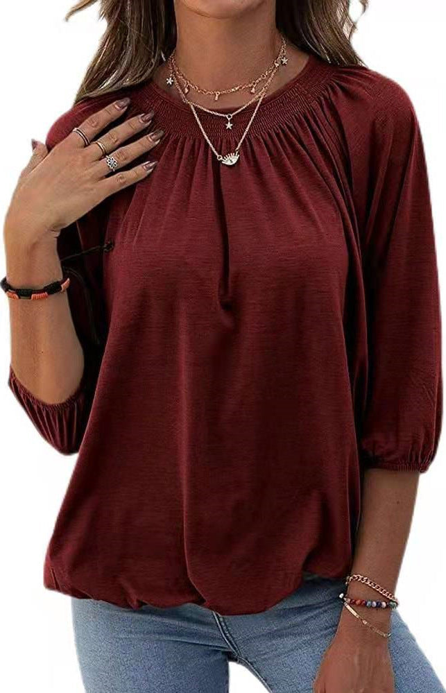 Damen lässiges Oversized-Shirt mit Rüschen und Viskose-Material Drune