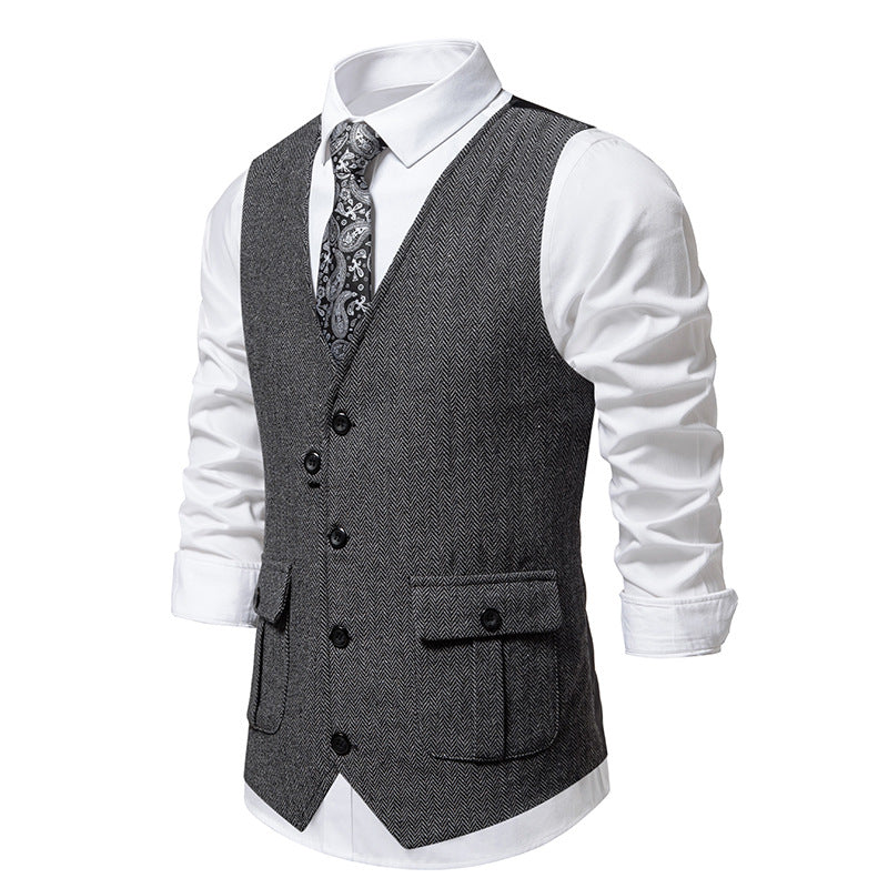 Herren elegante Weste im strukturierten Hahnentrittdesign Drune