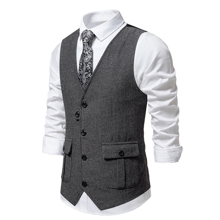 Herren elegante Weste im strukturierten Hahnentrittdesign Drune