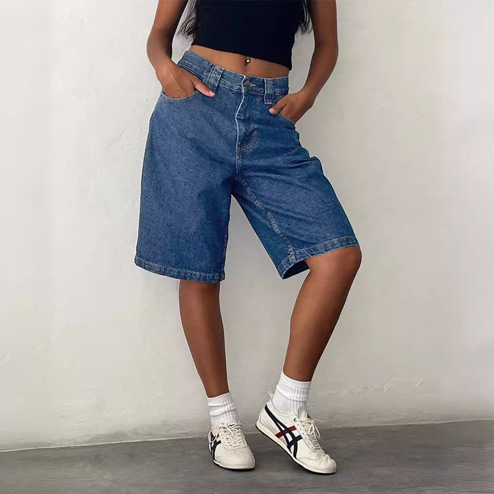 Damen Relaxed Fit Denim-Bermuda mit hohem Bund Drune
