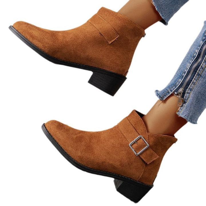 Damen Stiefeletten mit modischem Schnallen-Detail und komfortablem Blockabsatz Drune