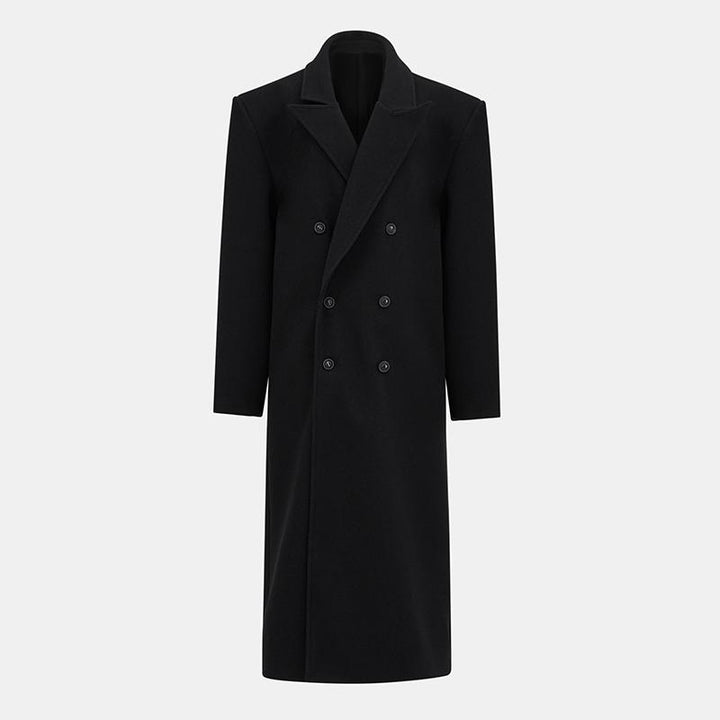 Damen Eleganter Doppelreiher-Wollmantel Drune
