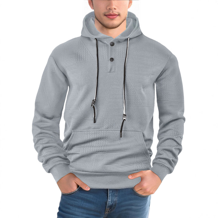 Herren modischer Kapuzenpullover mit strukturiertem Gewebe und Knopfleiste Drune