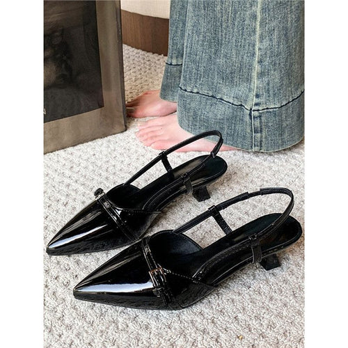 Damen spitze Slingback Ballerinas mit eleganter Schnalle Drune