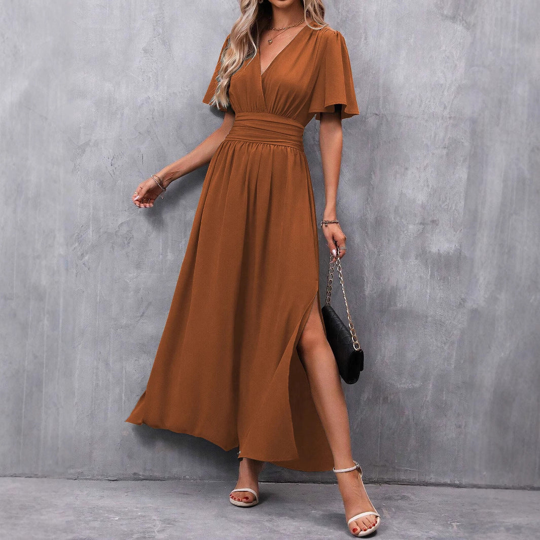Damen maxikleid mit fließendem Schnitt und eleganten Ärmeln Drune