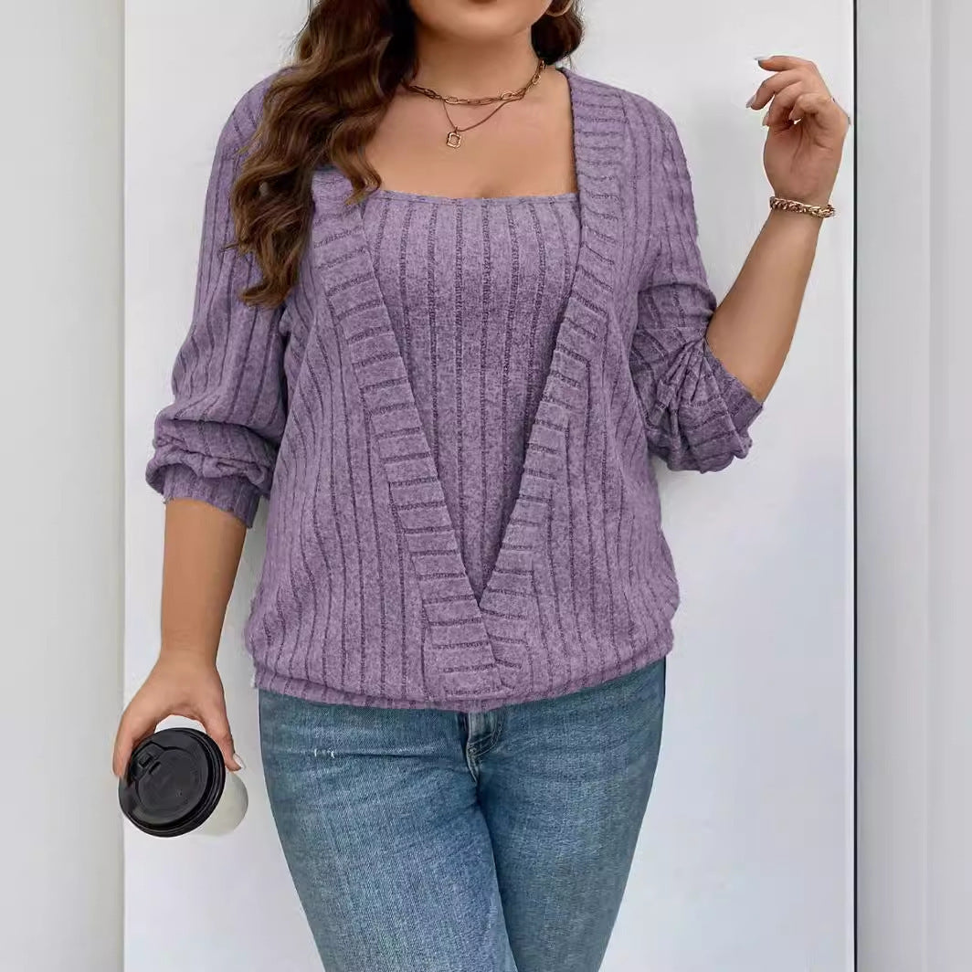 Damen vielseitige Strickjacke mit eleganter Rippenstruktur Drune