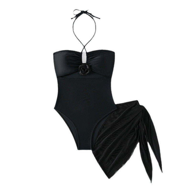 Damen Einteiler Badeanzug mit verzierten Cut-Outs und elegantem Wickelrock Drune