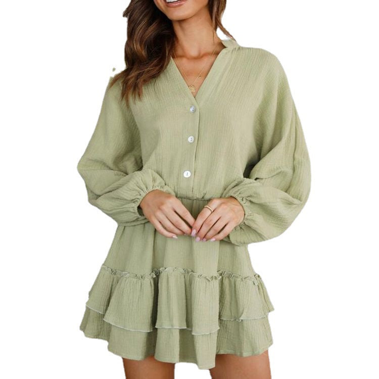 Damen Blusenkleid mit Rüschendetails und tailliertem Schnitt Drune