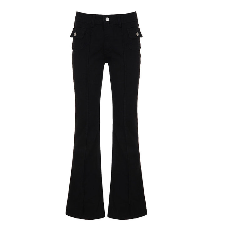 Damen Hochtaillierte Flared Jeans mit praktischen Taschen Drune