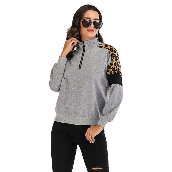 Damen Freizeitpullover mit tierischem Muster und hohem Kragen Drune