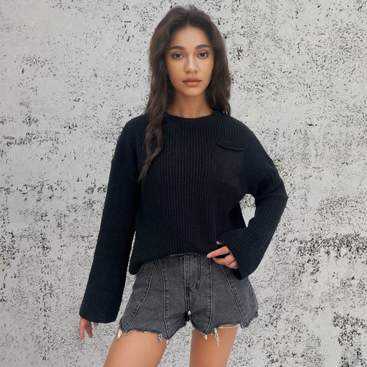 Damen Grobstrickpullover mit lässigem Schnitt und gerippter Struktur Drune