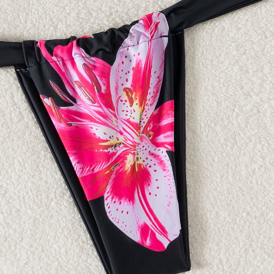 Damen Triangel-Bikini mit floralem Design und verstellbaren Trägern Drune