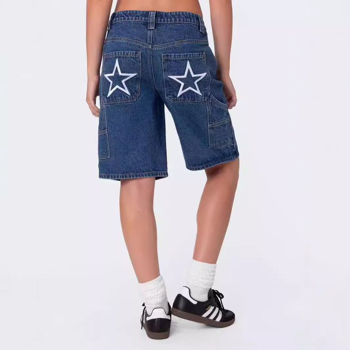 Damen modische Denim-Shorts im lässigen Schnitt mit hoher Taille Drune