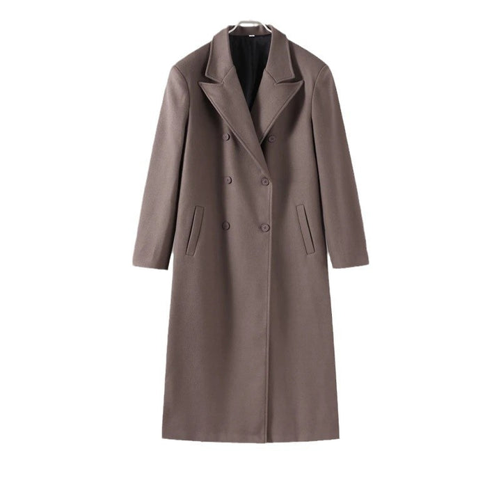 Damen Eleganter Doppelreiher-Wollmantel Drune