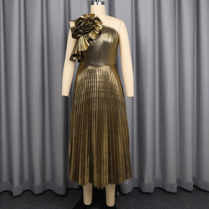 Damen glamouröses Abendkleid mit asymmetrischem Design und dekorativem Rüschendetail Drune