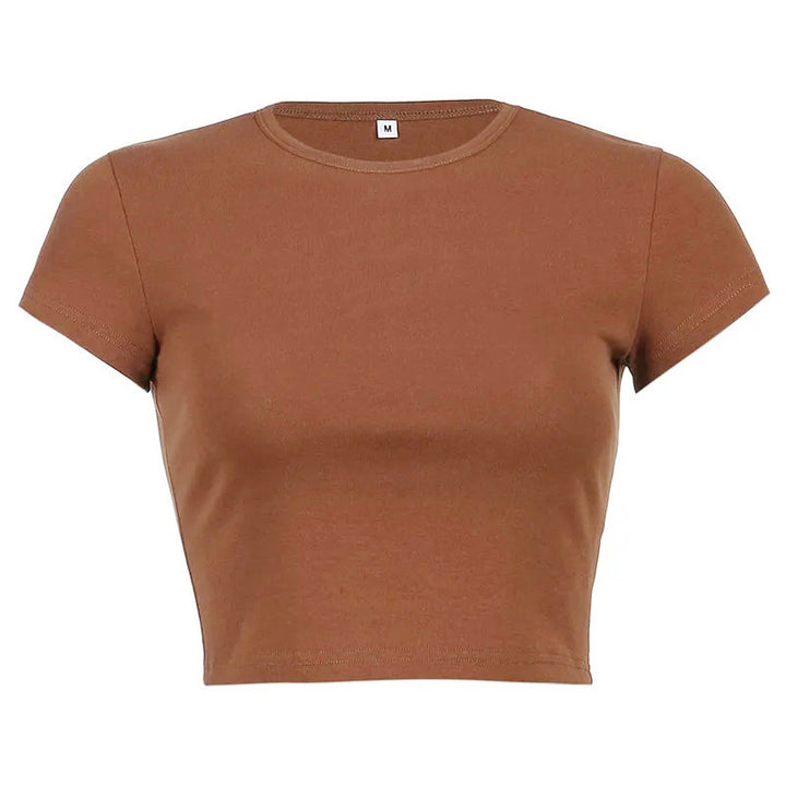 Damen Cropped Classic Fit T-Shirt Drune