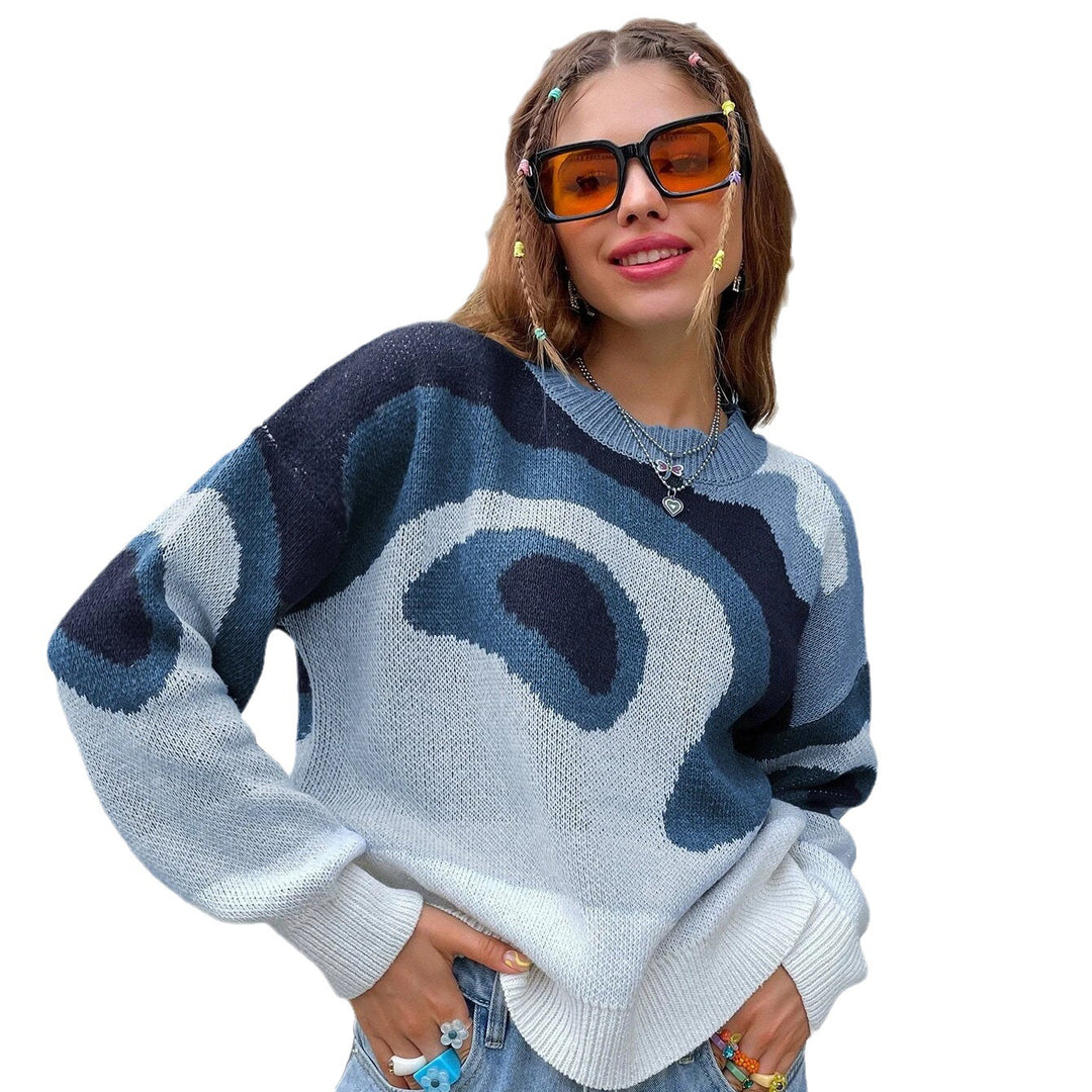 Damen Modischer Pullover mit kreativen Farben und weichem Strick Drune