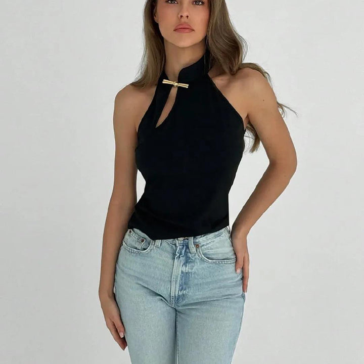 Damen Elegantes Haltertop mit modischer Schlitz-Detail Drune