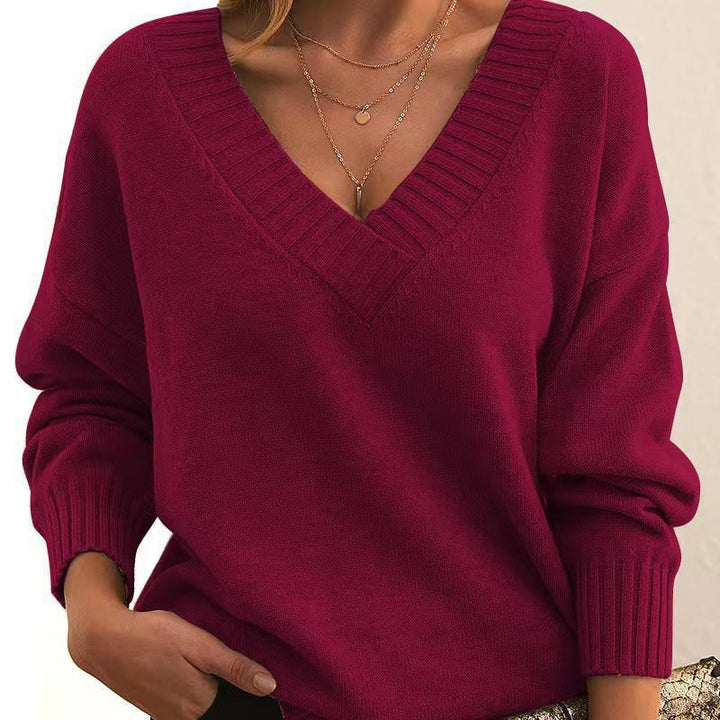 Damen lässiger V-Ausschnitt Sweatshirt mit angesagtem Oversized-Schnitt Drune