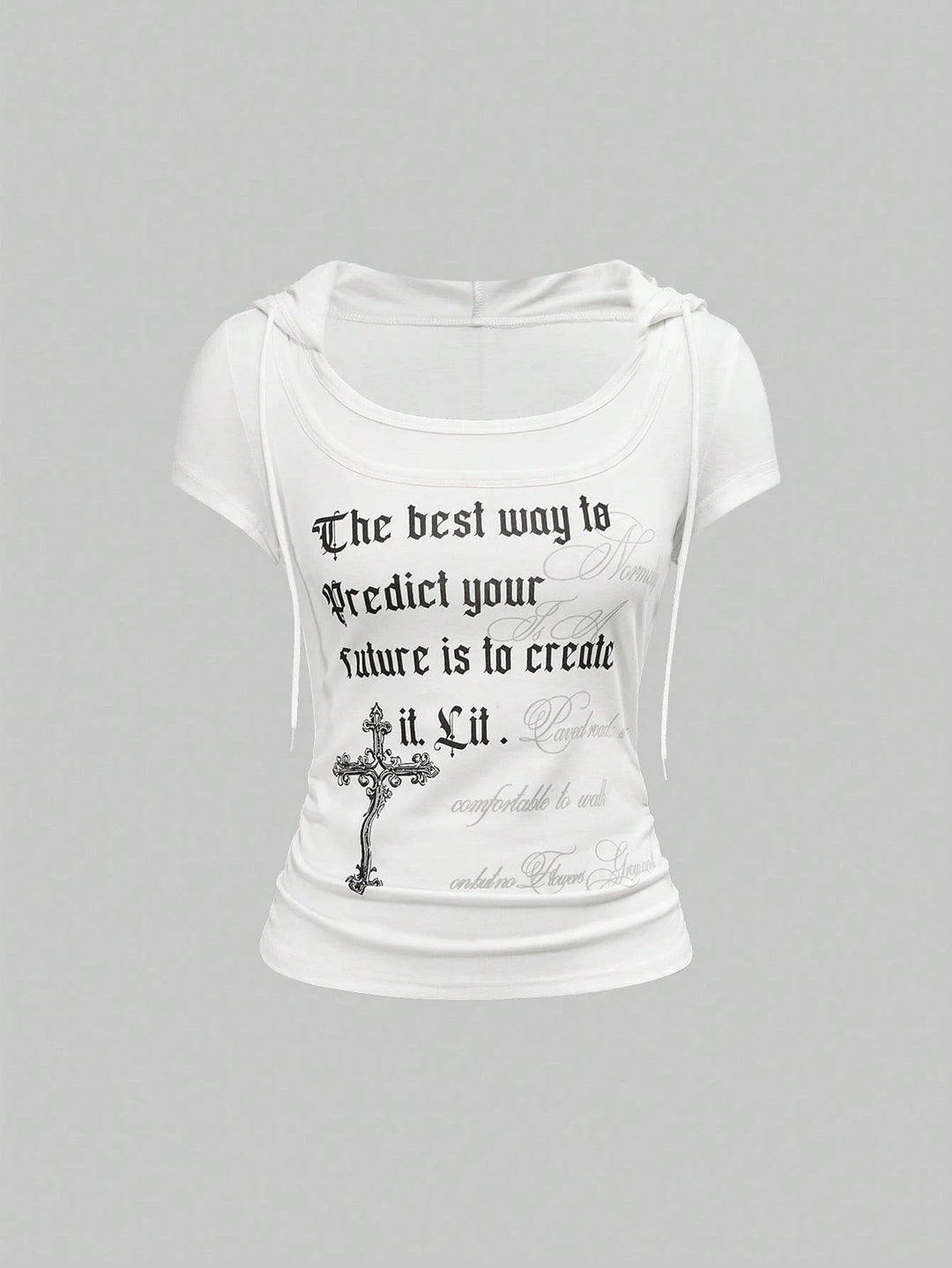 Damen Kapuzen-T-Shirt mit einzigartigem Schriftzug Drune
