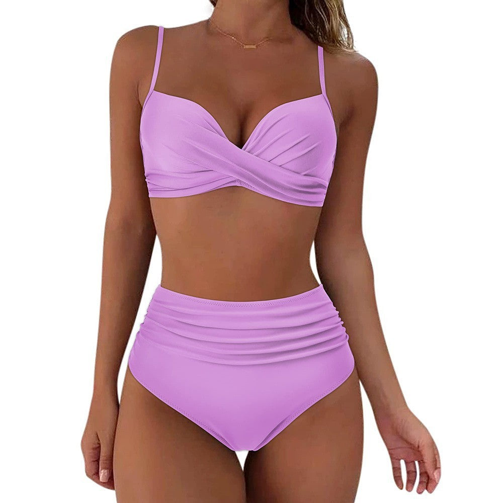 Frau Hochtailliertes verdrehtes Bikini-Set Drune