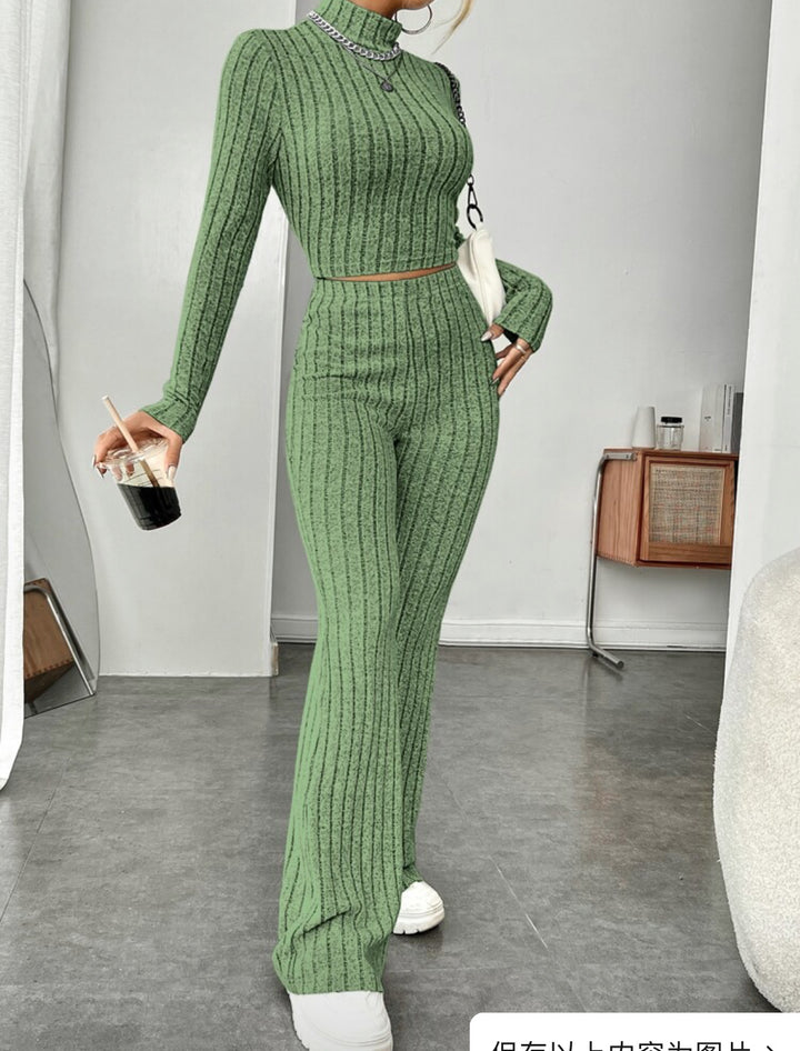 Damen sportliches Rippstrick-Loungewear-Set Drune