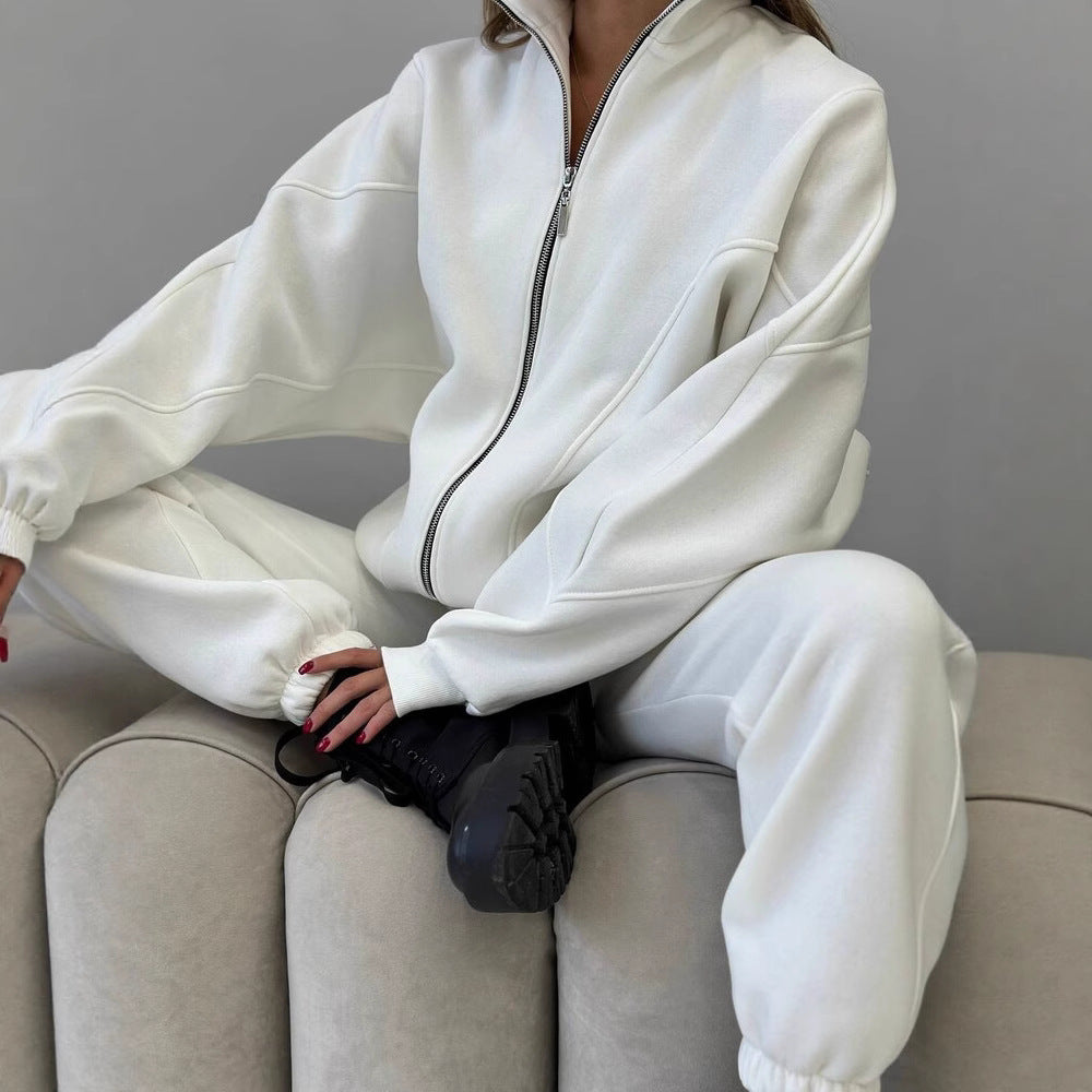 Damen lässiges Fleece-Kapuzen-Outfit Drune