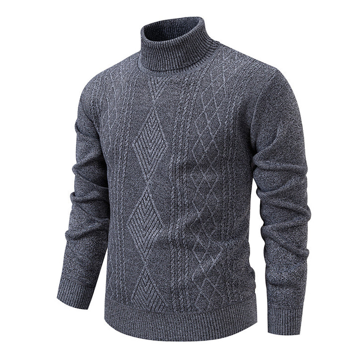 Herren nan Feinstrick-Rollkragenpullover mit strukturierter Zopfmuster-Struktur und körpernahem Schnitt Drune