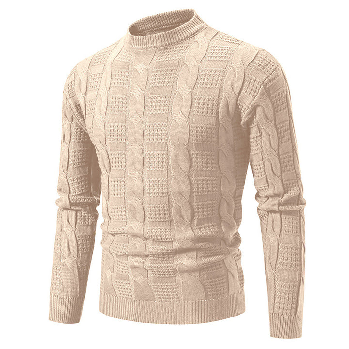 Herren Hochwertiger Grobstrickpullover mit Stehkragen und dekorativem Muster Drune