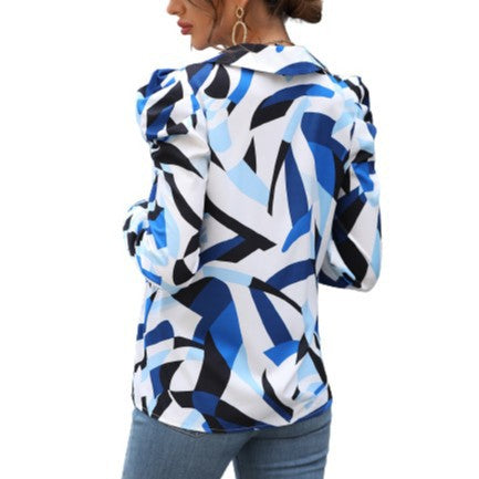 Damen Bluse mit Puffärmeln und floralem Design Drune