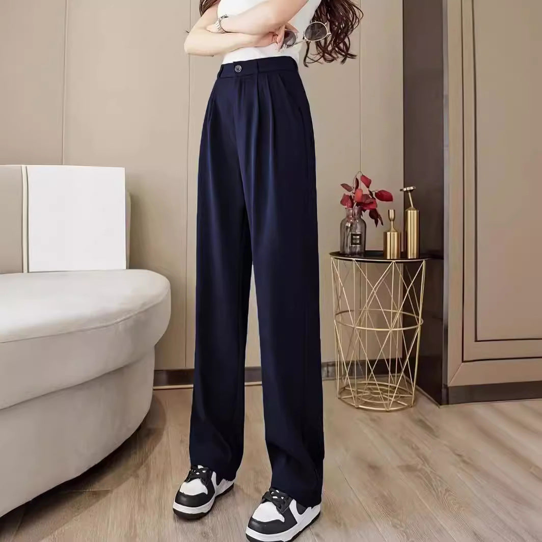 Damen weite High-Waist Hose mit Falten Drune