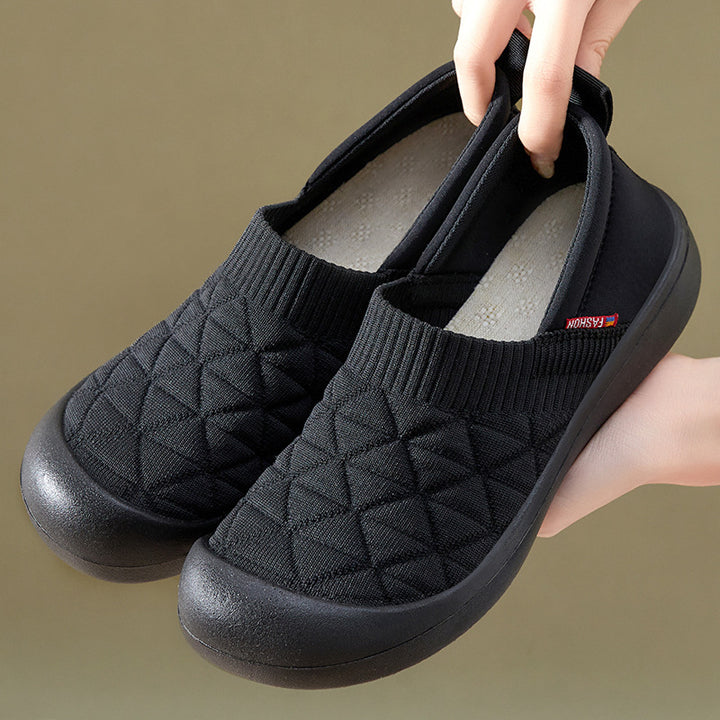 Damen nan atmungsaktiver gestrickter Slip-On Komfort-Halbschuh mit elastischem Schaft und stoßdämpfender EVA-Sohle Drune