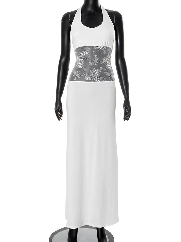 Damen Elegantes Maxikleid mit romantischer Spitzenmitte Drune