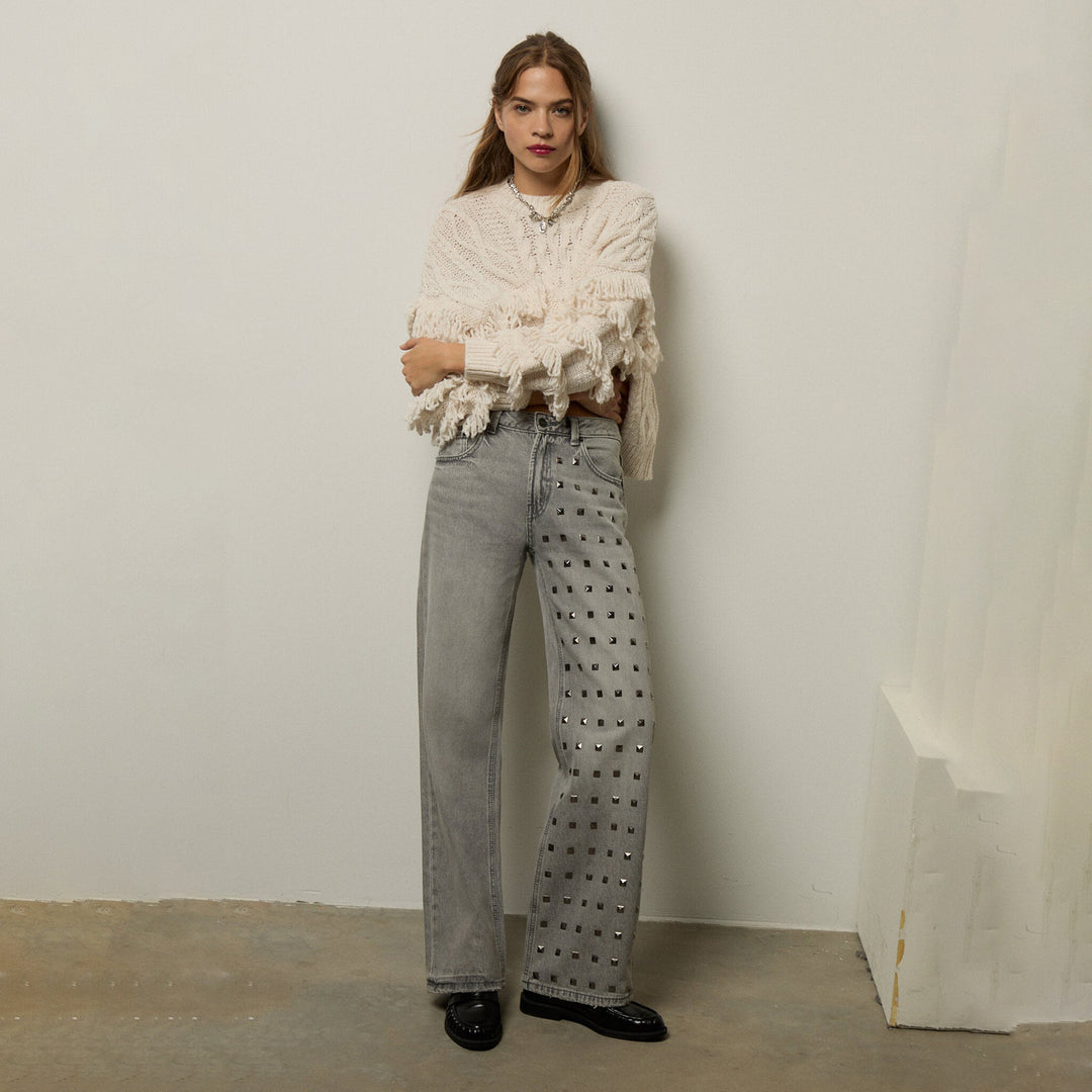 Damen Relaxed Fit Jeans mit modischen Nietenapplikationen Drune