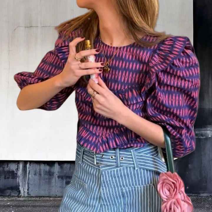 Damen Bluse mit Raffungen und schickem Volant Drune