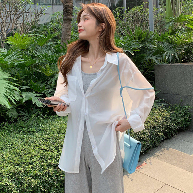 Damen Transparente Bluse mit modernem Schnitt und lockerer Passform Drune