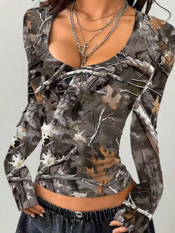 Damen langärmliges Camouflage-Shirt Drune
