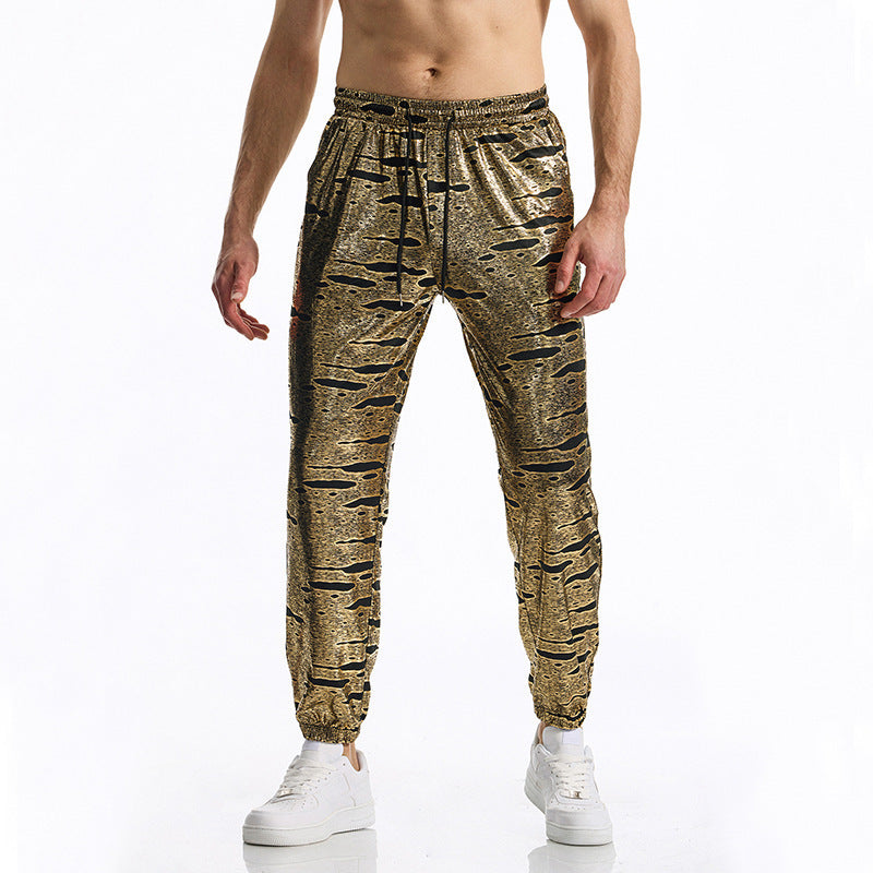 Herren elegante Jogginghose mit glänzendem Metallic-Muster Drune