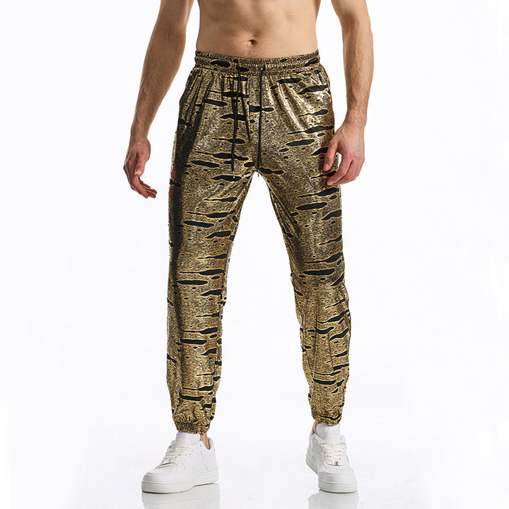Herren elegante Jogginghose mit glänzendem Metallic-Muster Drune
