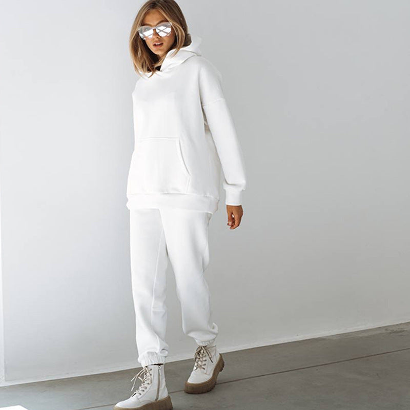 Damen sportliches Fleece-Set mit hohem Kragen Drune